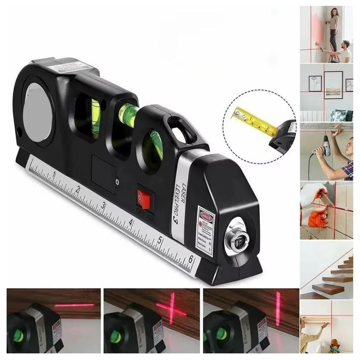 Nivel laser línea de cinta métrica